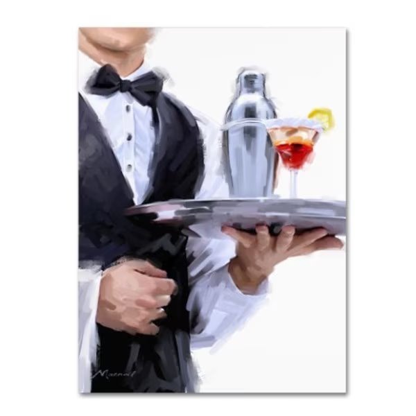The Macneil Studio 'Cocktail Waiter' Canvas Art, 35x47, Trademark Fine Art, Mfr#: ALI8973-C3547GG